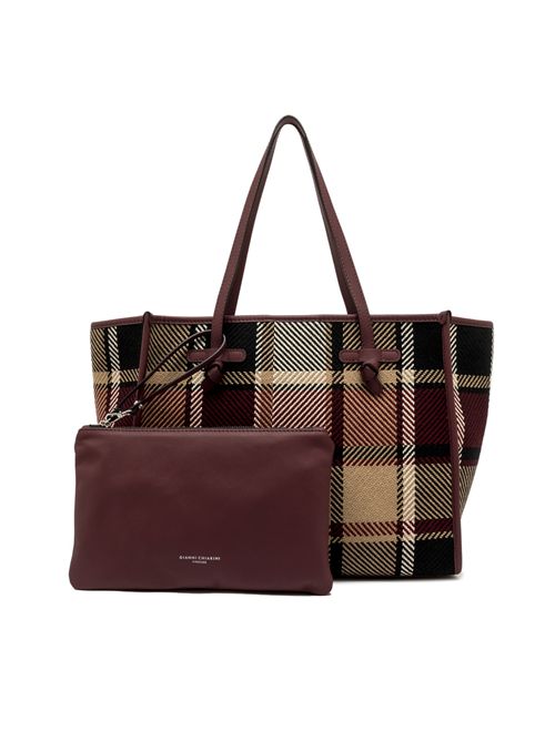 Borsa Shopping Marcella in tessuto tartan Bordeaux GIANNI CHIARINI | BS 6850BORDEAUX